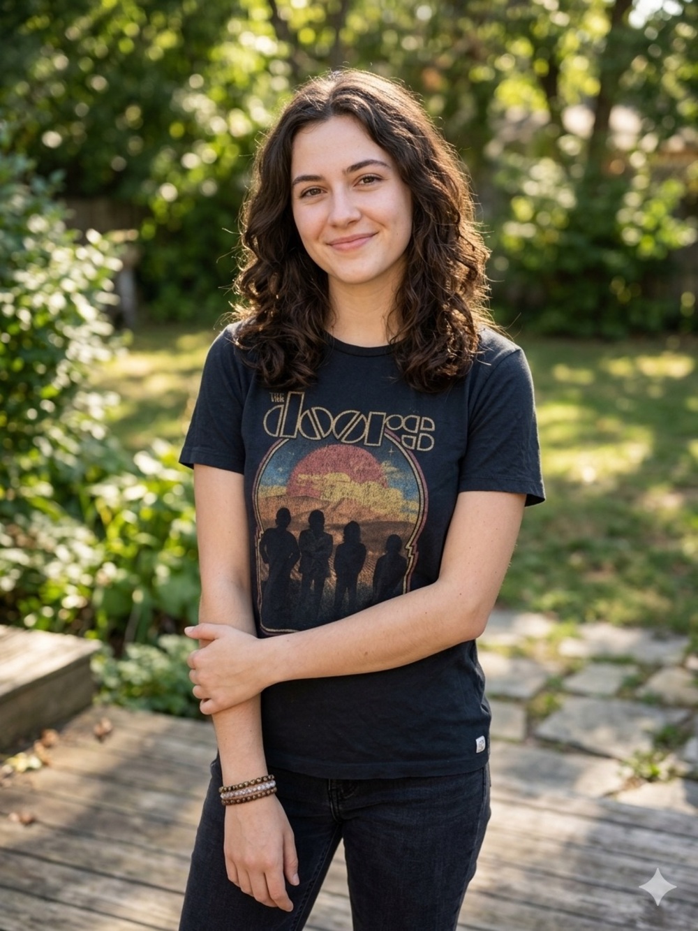 Marine Layer Black Graphic Tee with Faded Gold Print